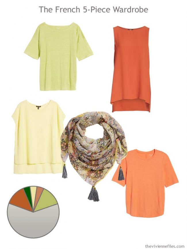 6. 5-Piece French Wardrobe in orange, yellow and green