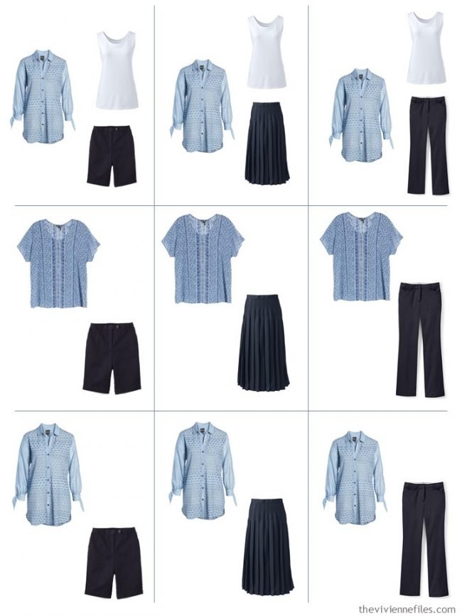 7. 9 outfits combining cool sky blue and navy