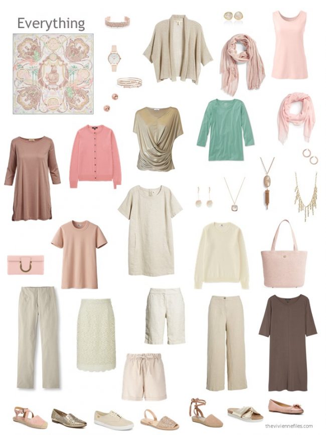 7. capsule wardrobe based on a beige Hermes scarf