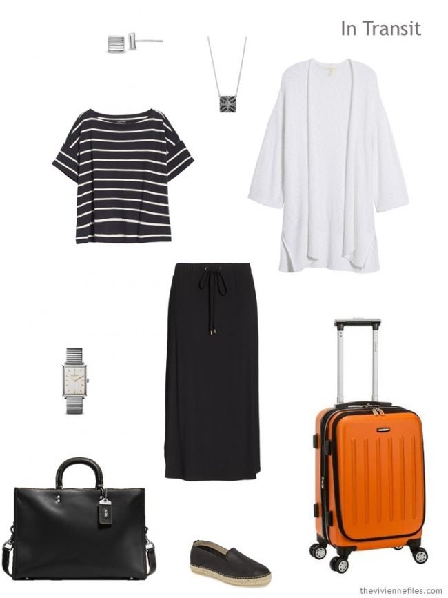 2. black and white travel outfit