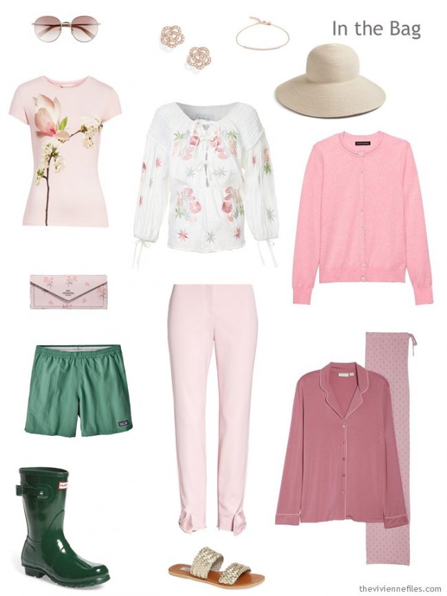 3. travel capsule wardrobe in pink and green