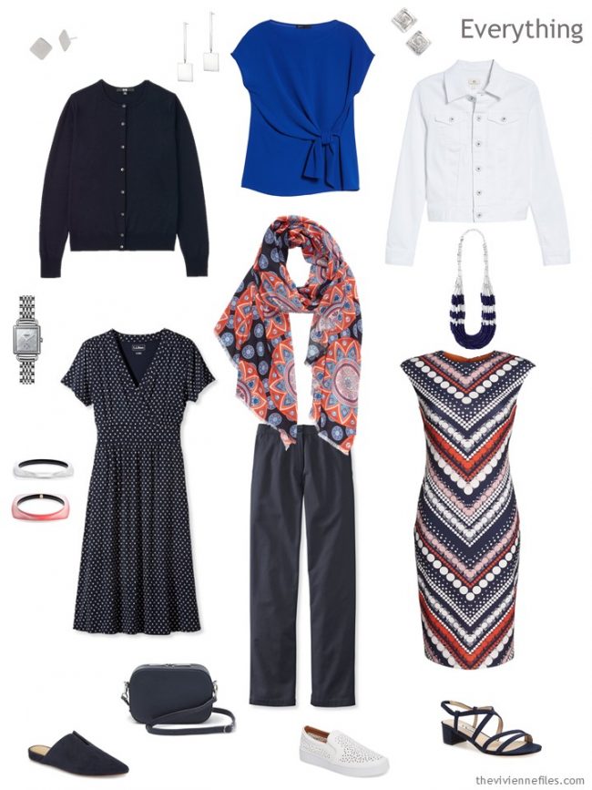 4. tiny wardrobe capsule in navy, blue, red and white