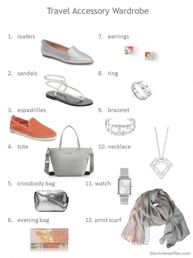 5. 12-piece accessory wardrobe for grey and citrus colors wardrobe