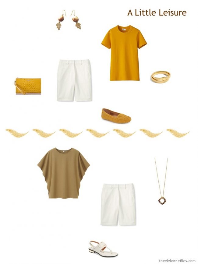 5. 2 ways to wear ivory shorts from a travel capsule wardrobe