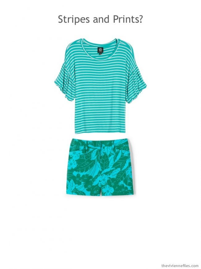 6. aqua striped tee and aqua print shorts