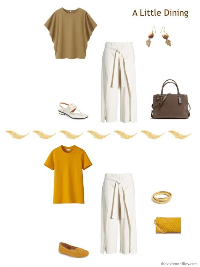 7. 2 ways to wear ivory pants from a travel capsule wardrobe