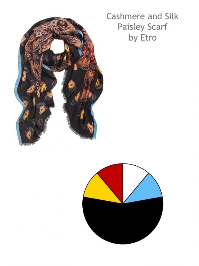 1. Etro paisley scarf with color palette