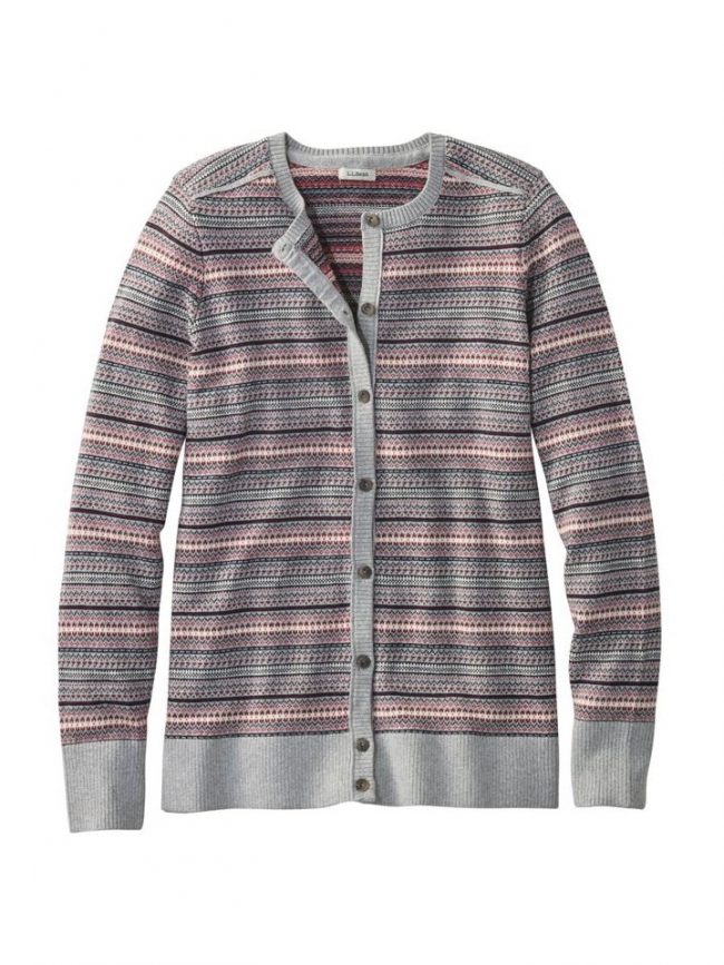 1. grey and red Fair Isle cardigan