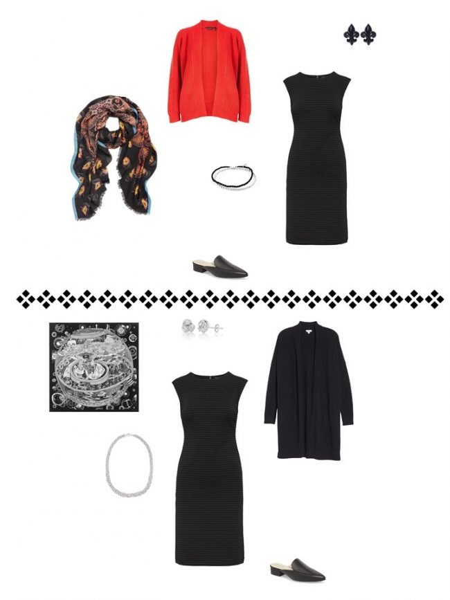 10. 2 ways to wear a black dress from a Project 333 Wardrobe