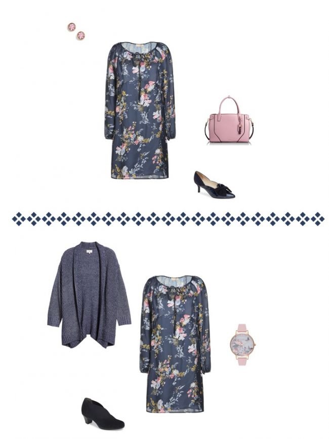 11. 2 ways to wear a floral dress from a Project 333 Wardrobe