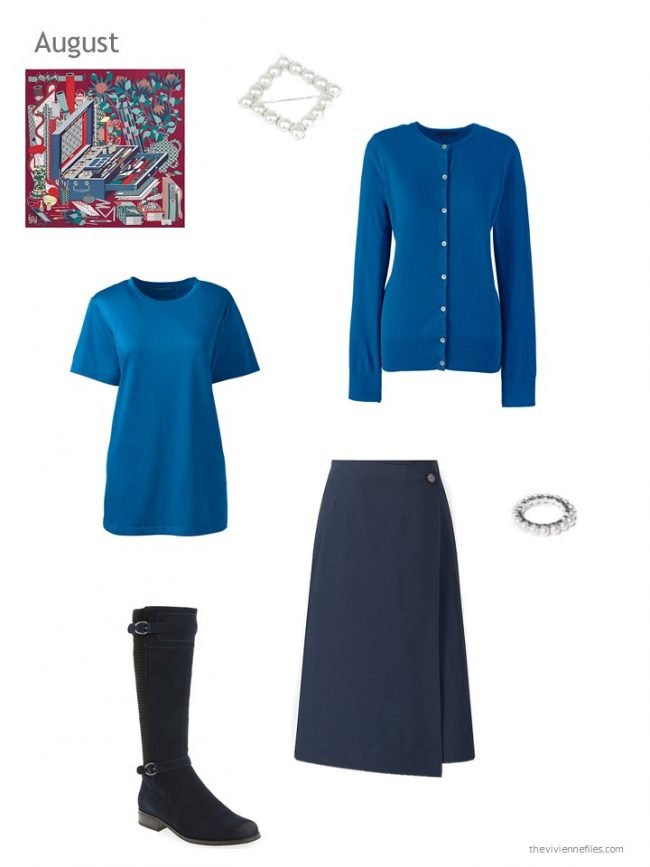 11. a navy and bright blue outfit