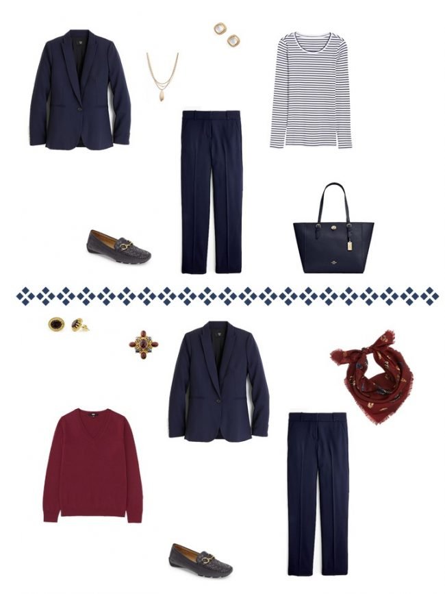 12.2 ways to wear a navy suit from a Project 333 Wardrobe