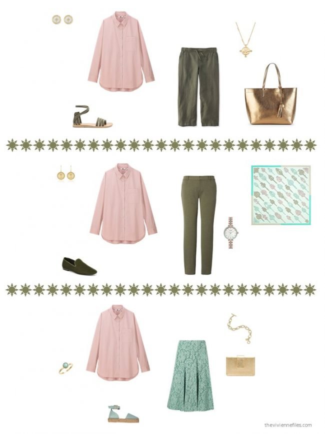 18. three ways to wear a pink blouse