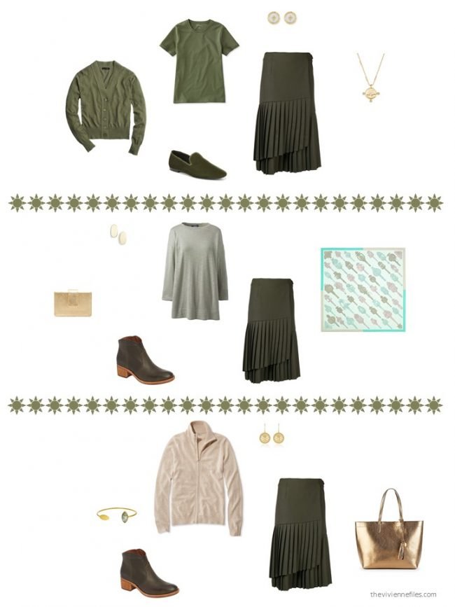 19. 3 ways to wear an olive skirt