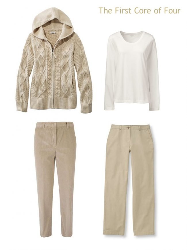 2. a khaki and ivory wardrobe Core of 4