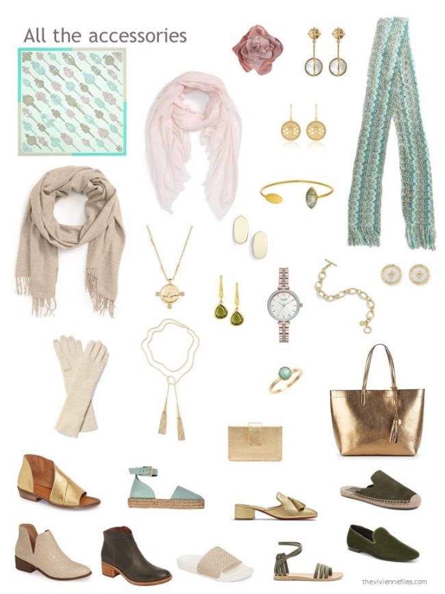 21. accessory wardrobe based on beige and green