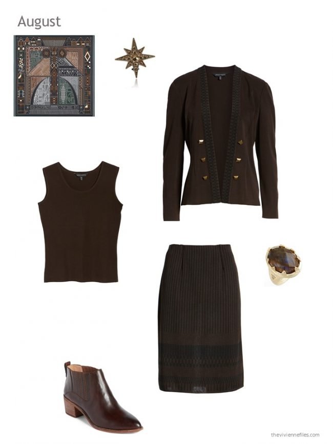 26. a black and brown skirt outfit