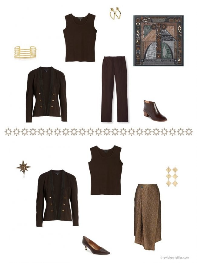 28. 2 ways to wear a black and brown twinset