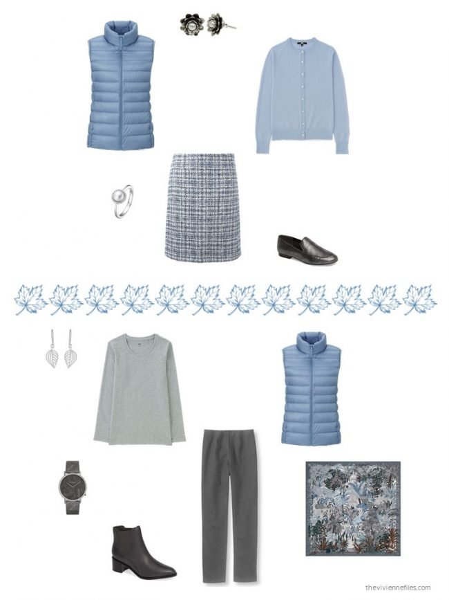 29. 2 ways to wear a light blue down vest