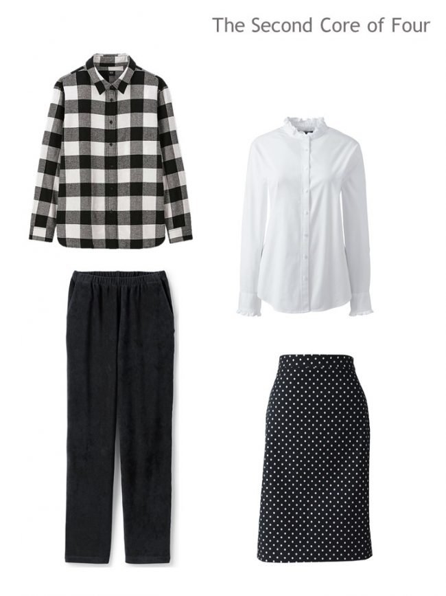 3. 4-piece capsule wardrobe in black and white