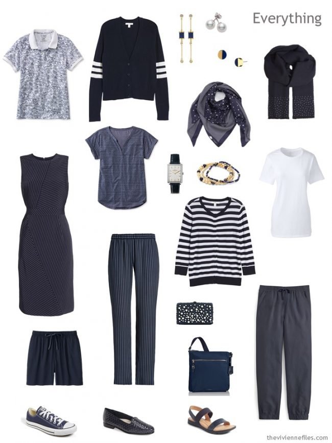 4. travel capsule wardrobe in navy and white