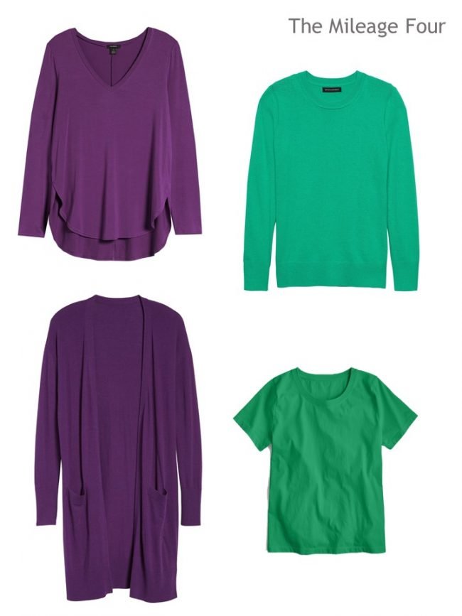 5. 2 purple tops and 2 green tops