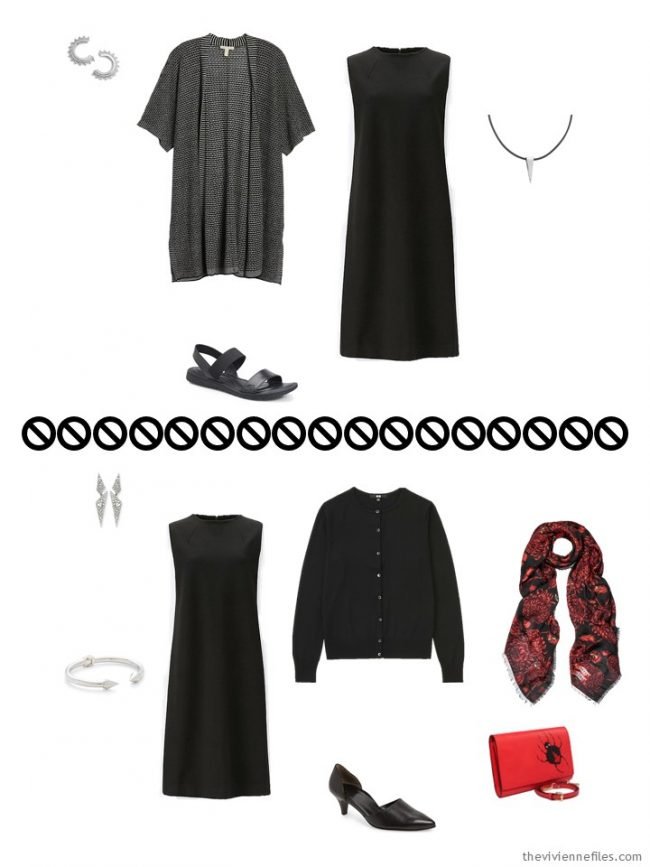 5. 2 ways to wear a black dress from a travel capsule wardrobe