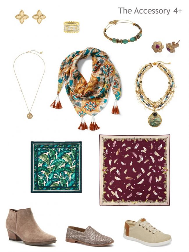 7. accessories for Project333 in beige, wine, teal and forest