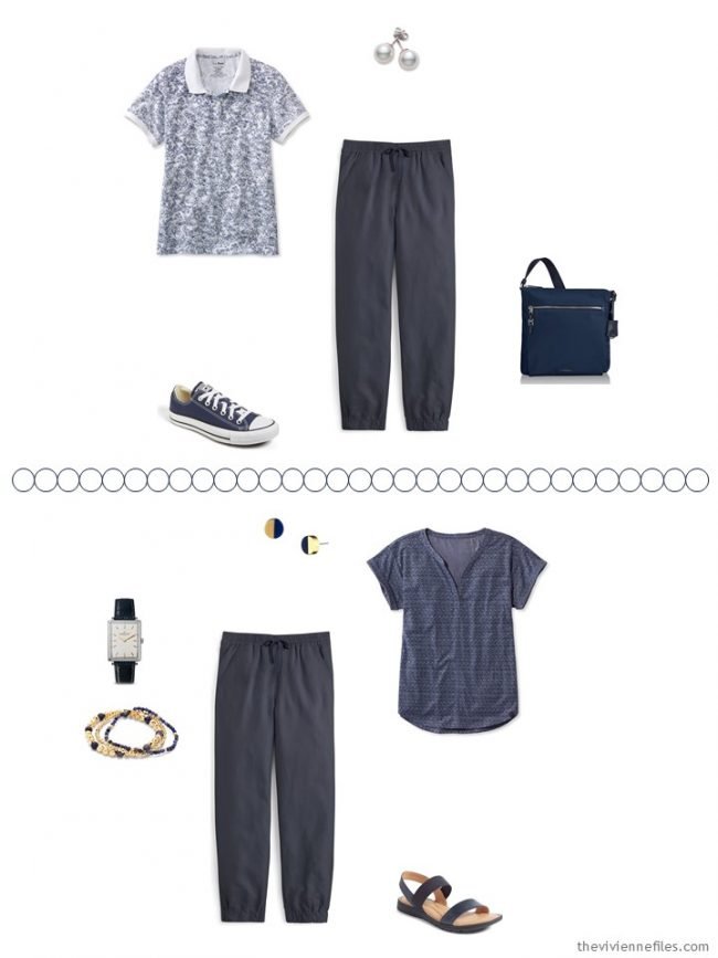 8 2 ways to wear navy pants from a travel capsule wardrobe