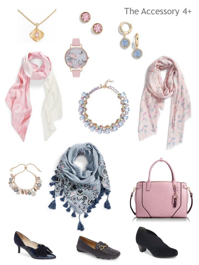 8. Accessories for a Project 333 Wardrobe in navy and pink