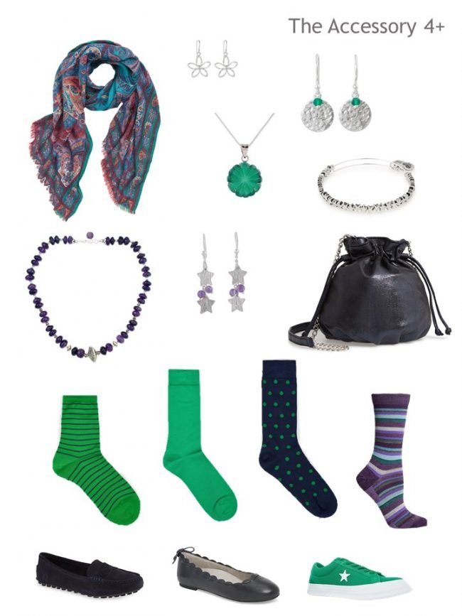 8. Accessory wardrobe in navy, purple and green