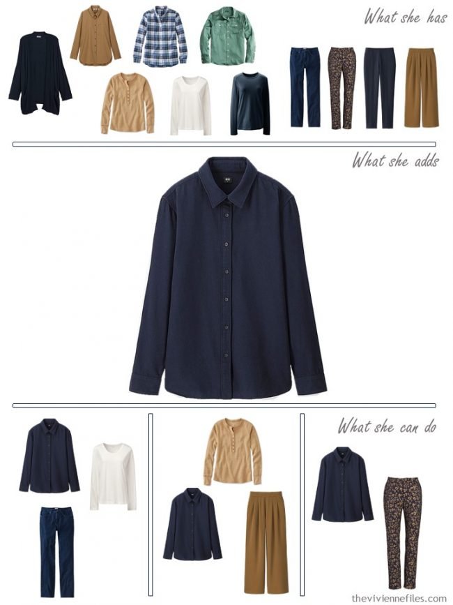 14. adding a navy shirt to a capsule wardrobe