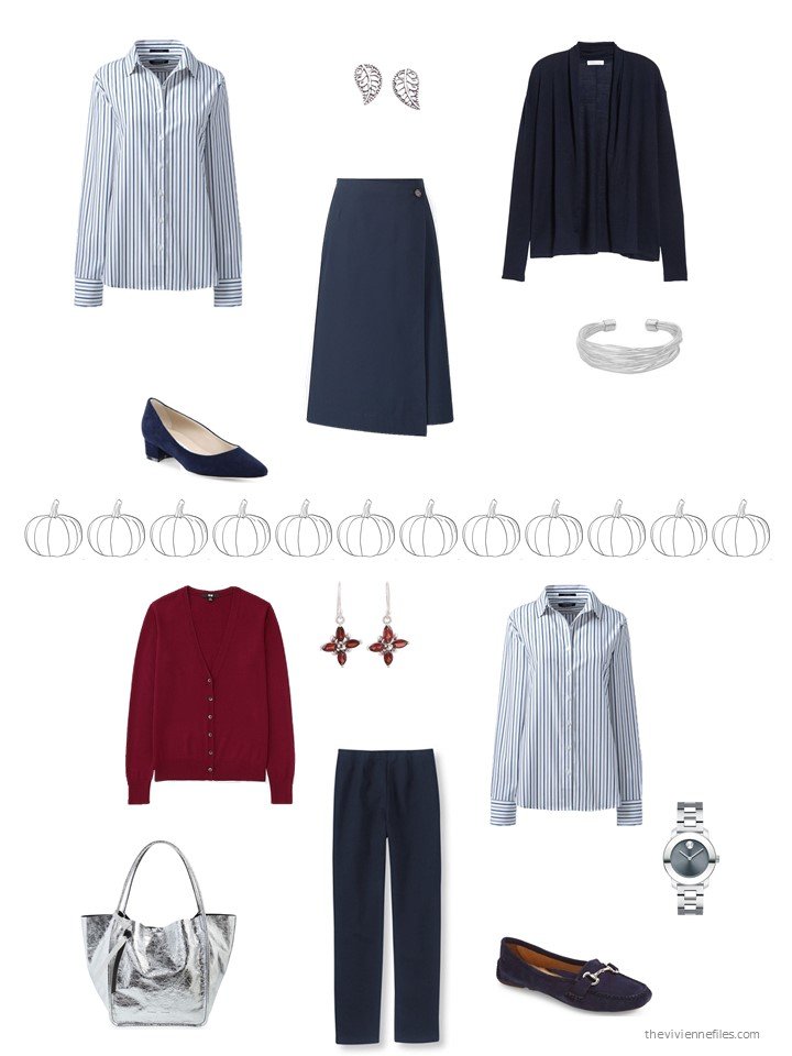 16. 2 ways to wear a blue striped shirt