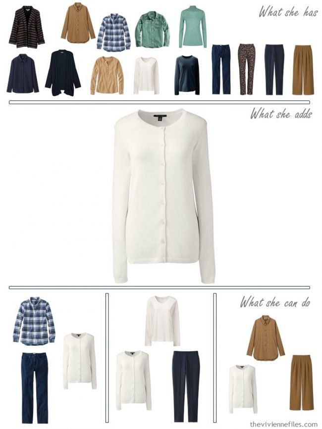 19. adding an ivory cardigan to a capsule wardrobe