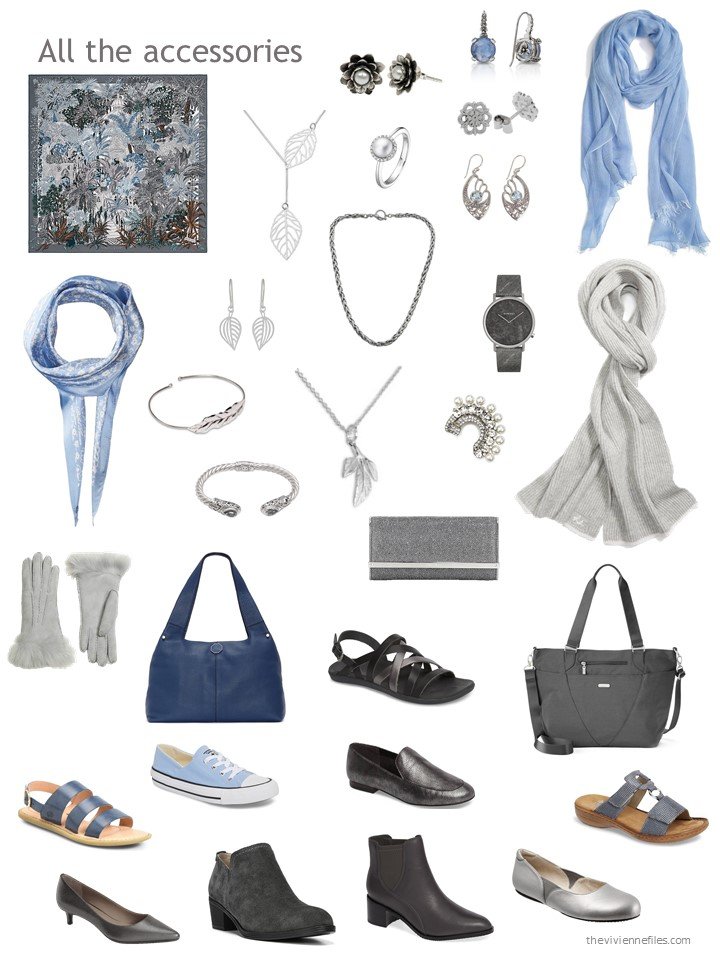 27. accessories for a blue and grey wardrobe