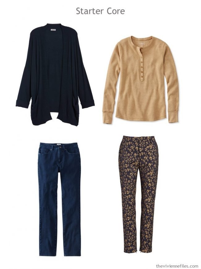 3. 4-piece wardrobe in navy and camel