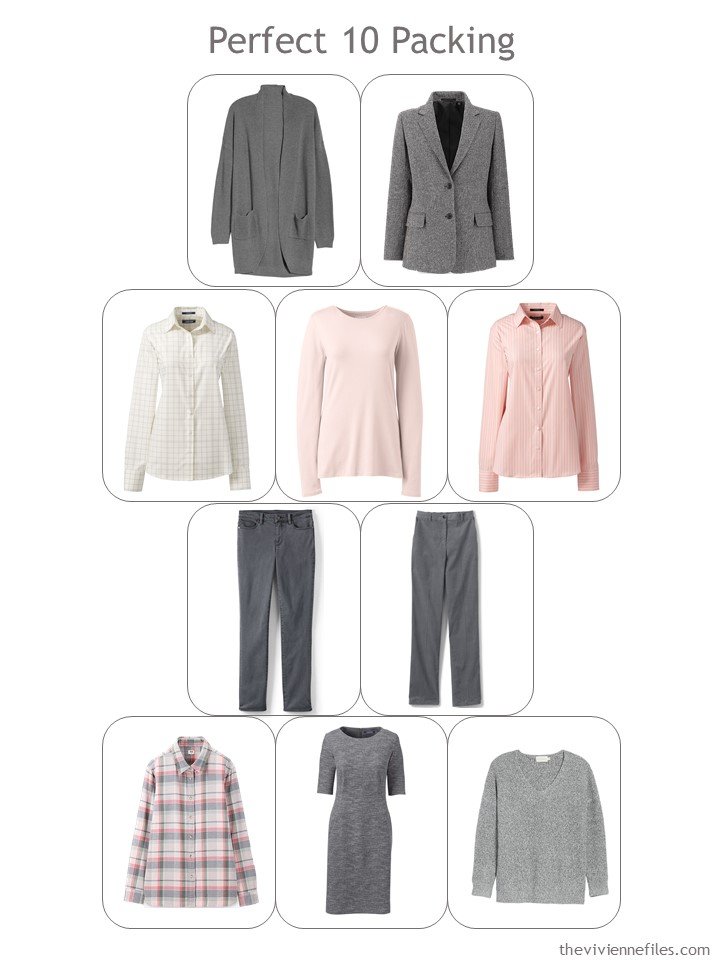 3. Perfect 10 Travel Wardrobe in grey and blush