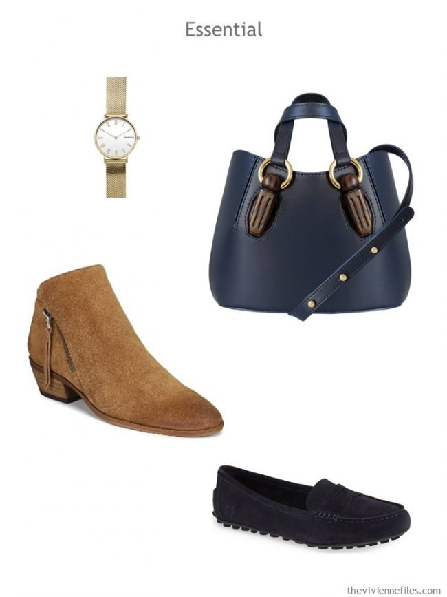 4. Essential accessories in navy and camel