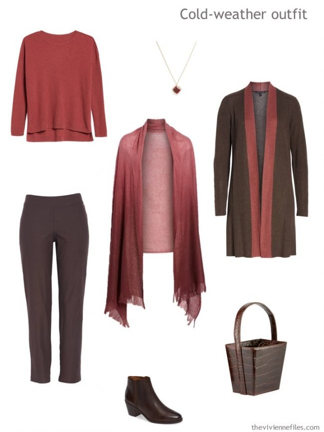 4. autumn outfit in brown and russet red