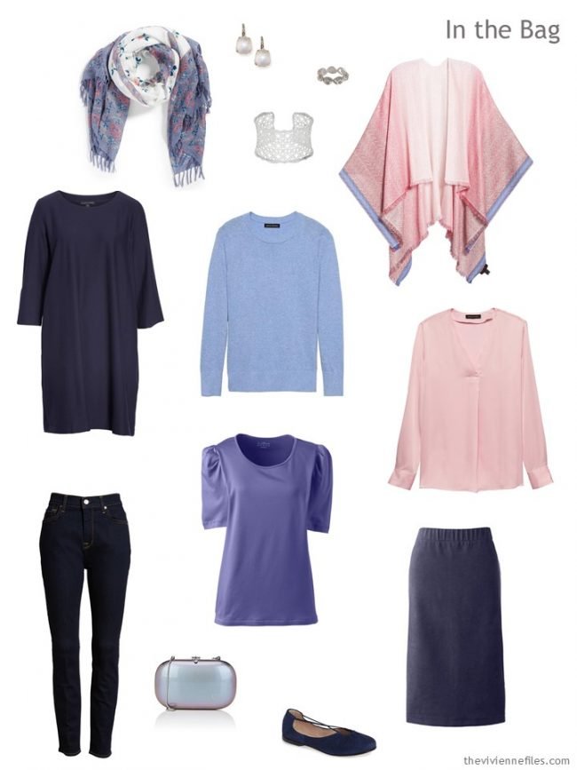 4. six-pack travel capsule wardrobe in navy with pastel accents