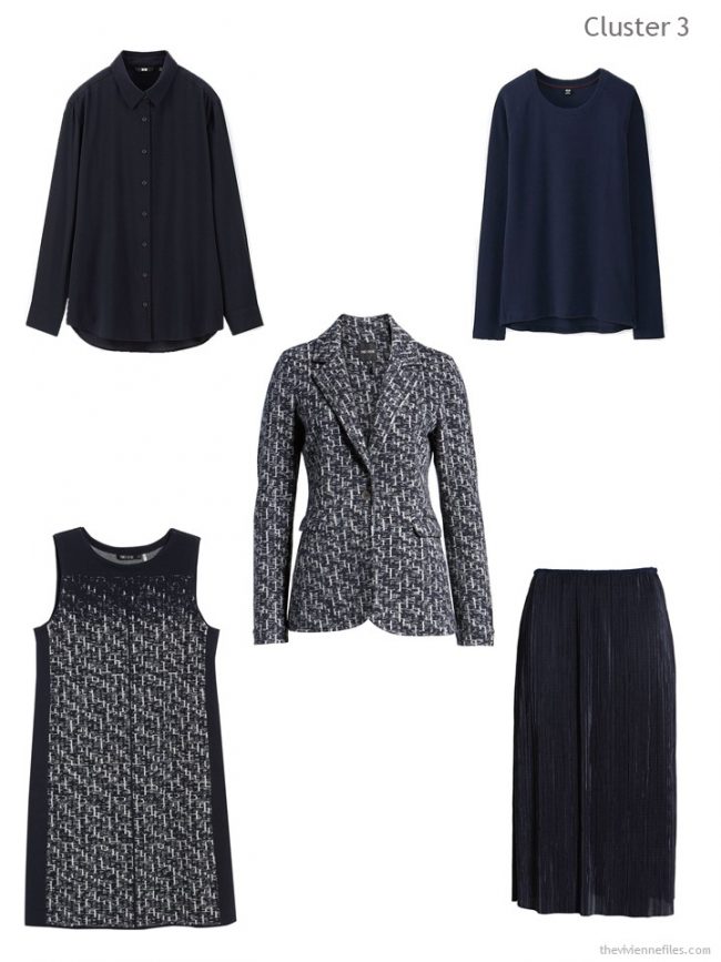 4. wardrobe cluster based on a navy and grey tweed blazer