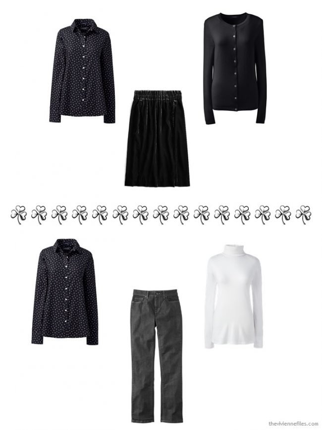 6. 2 ways to wear a black print shirt