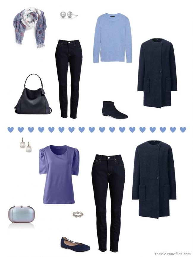 6. 2 ways to wear blue jeans from a travel capsule wardrobe