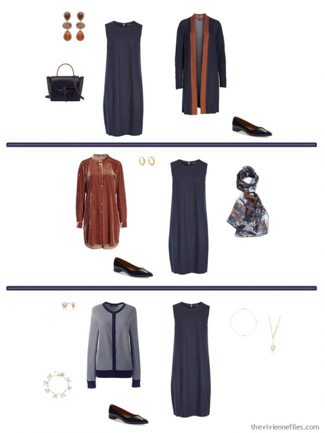 6. 3 ways to wear a navy dress