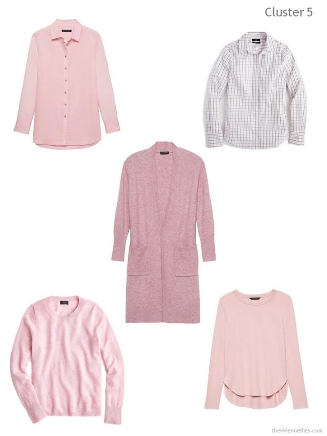 7. wardrobe cluster based on a pink cardigan