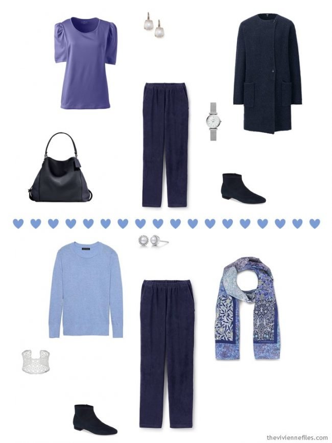 8. 2 ways to wear navy corduroy pants from a travel capsule wardrobe