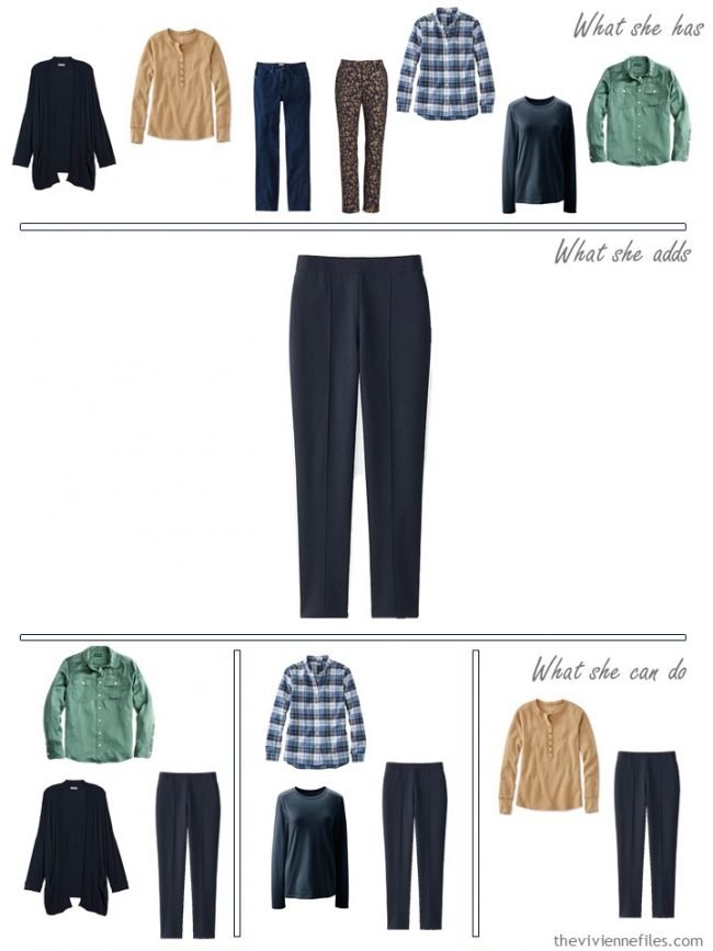 8. adding navy dress pants to a capsule wardrobe