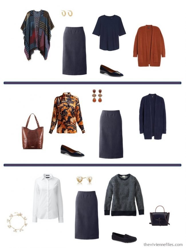 9. 3 ways to wear a navy corduroy skirt