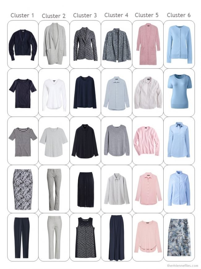 9. 30-piece capsule wardrobe in navy, grey, pink and blue