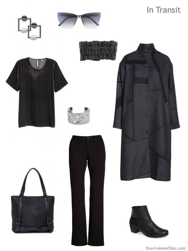 3. travel outfit in grey and black